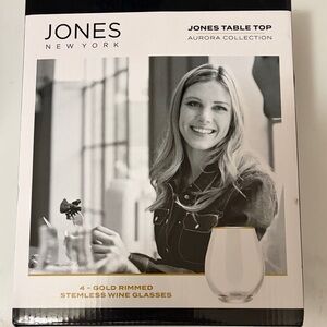 Jones New York Gold Rimmed Glass Set